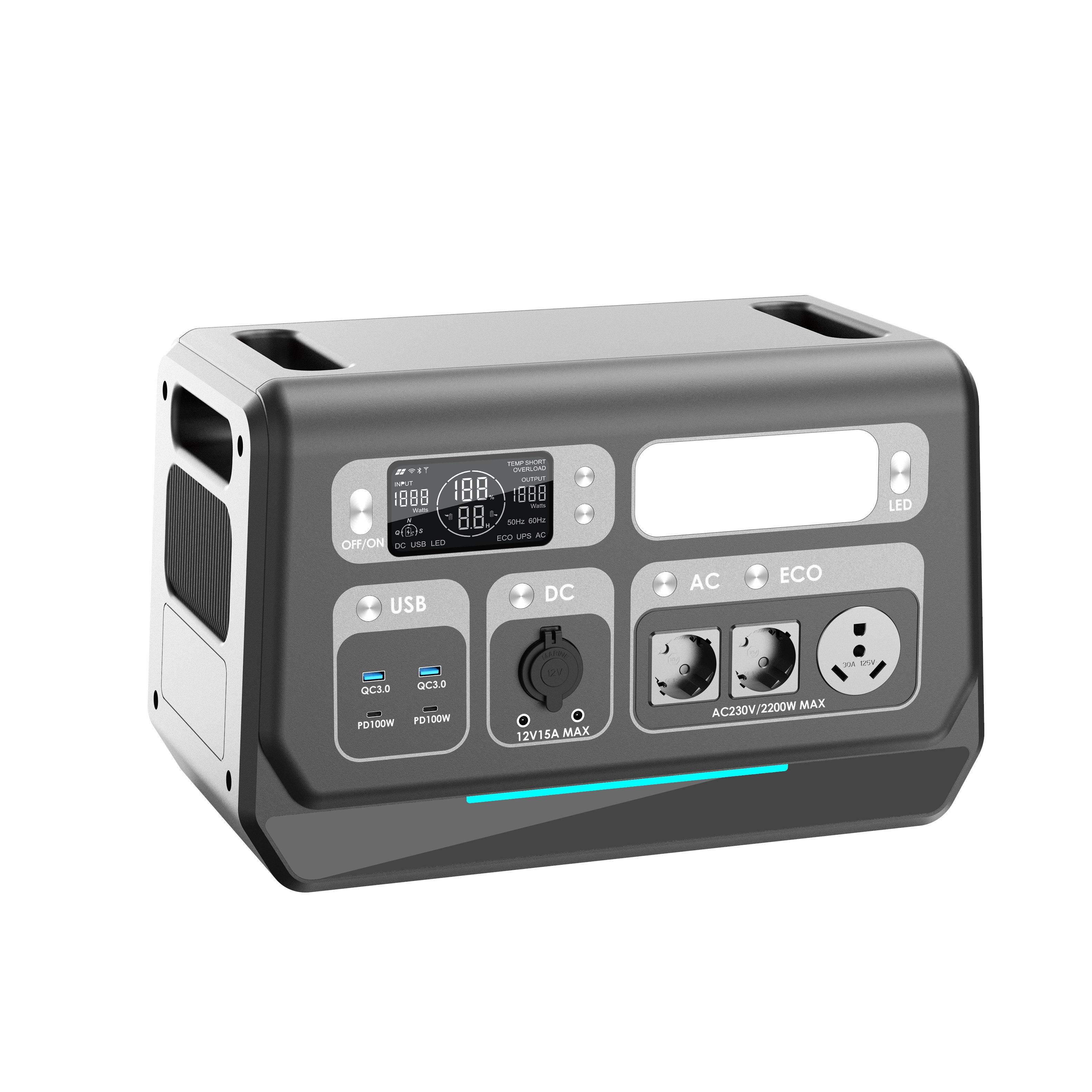 new product 2000w portable power supply lifepo4 battery booster pack fast charging solar generator outdoor