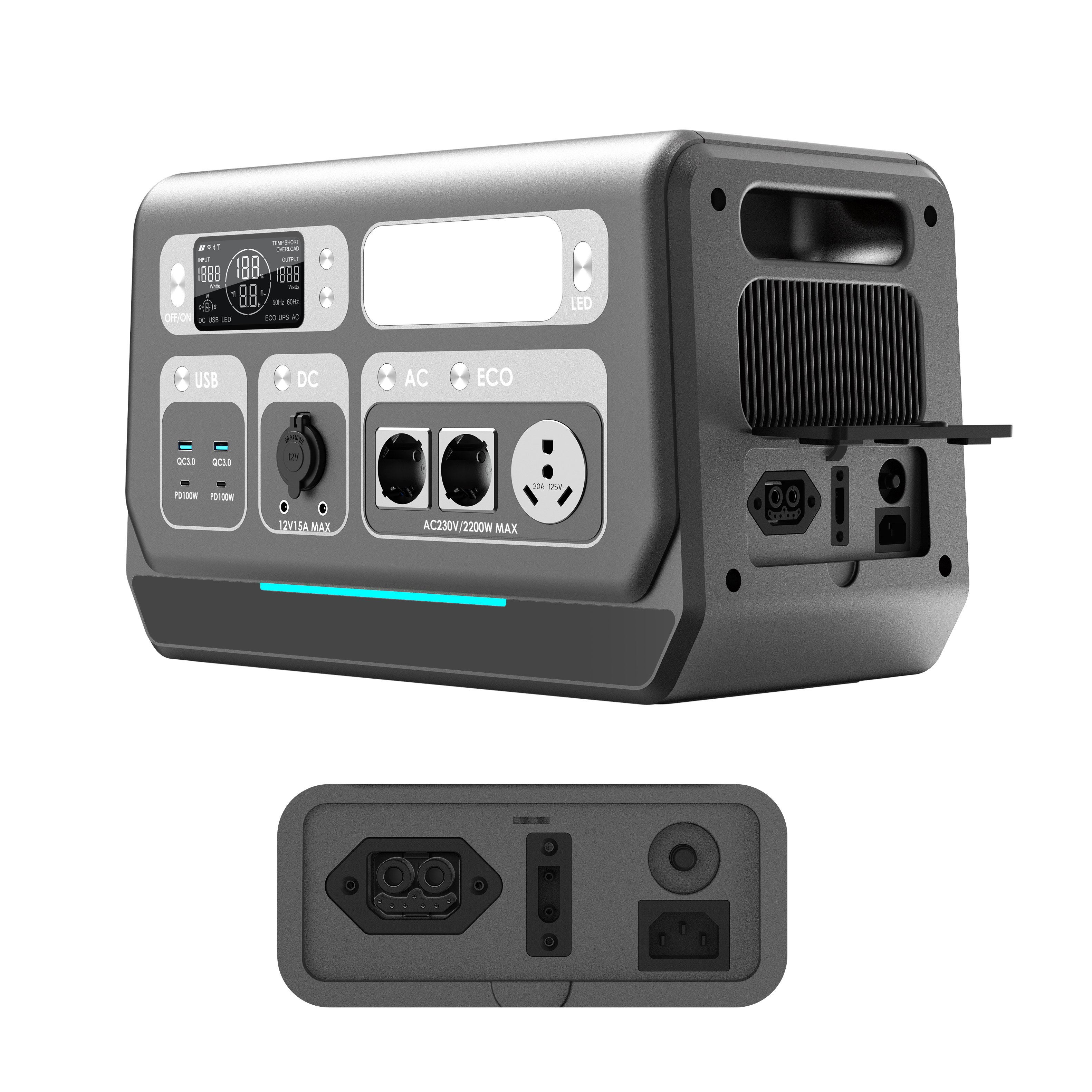 new product 2000w portable power supply lifepo4 battery booster pack fast charging solar generator outdoor