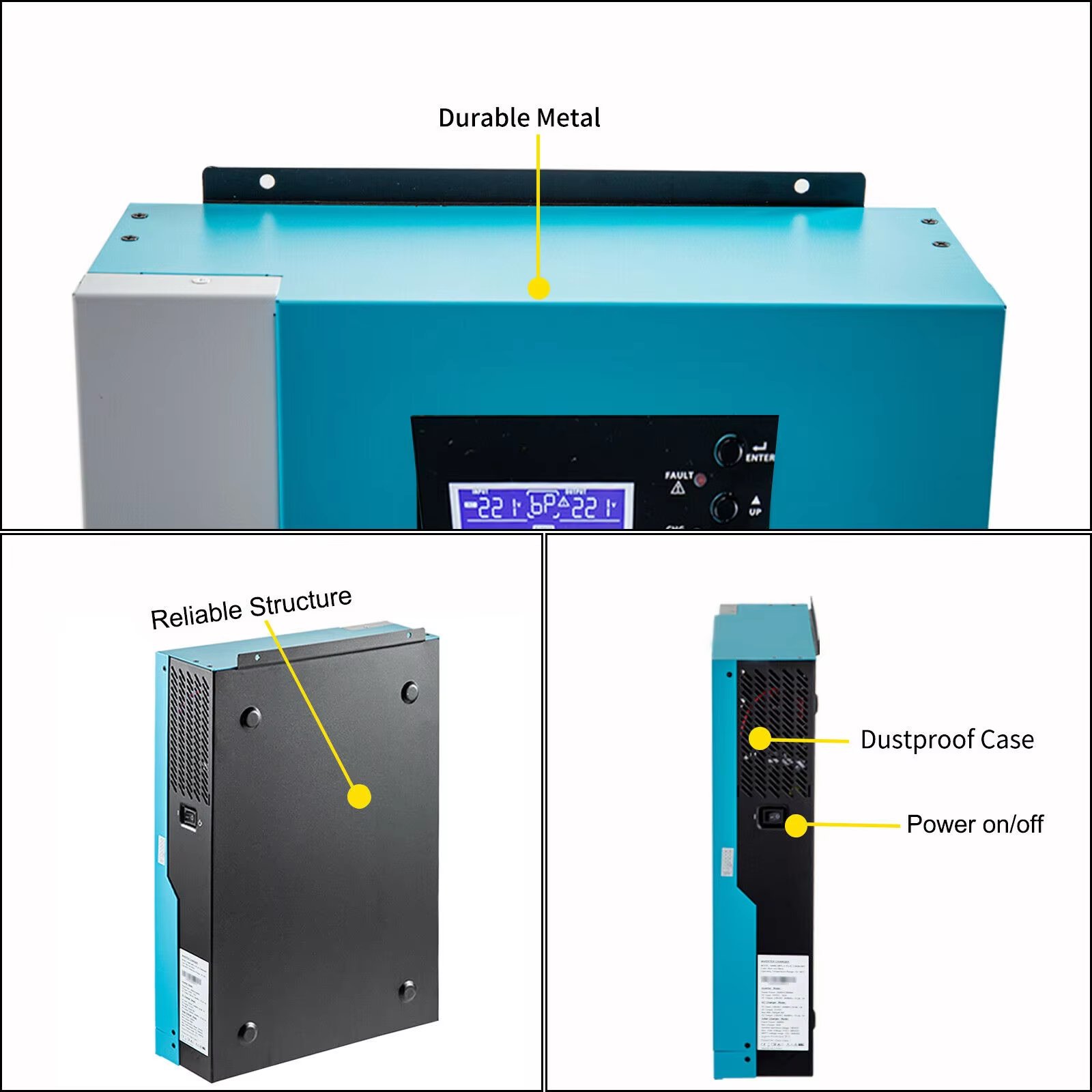 Hybrid Solar Inverter System 3KW 5KW Off-Grid Solar System 12V 24V AC MPPT Controller One Phase Output 60Hz Frequency WiFi