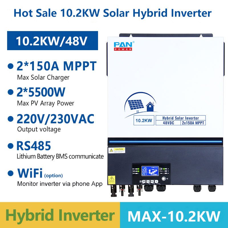 Hot sale off grid 8kw 10kw hybrid 48vdc 8.2kw 10.2kw solar inverter with 150A 160A MPPT