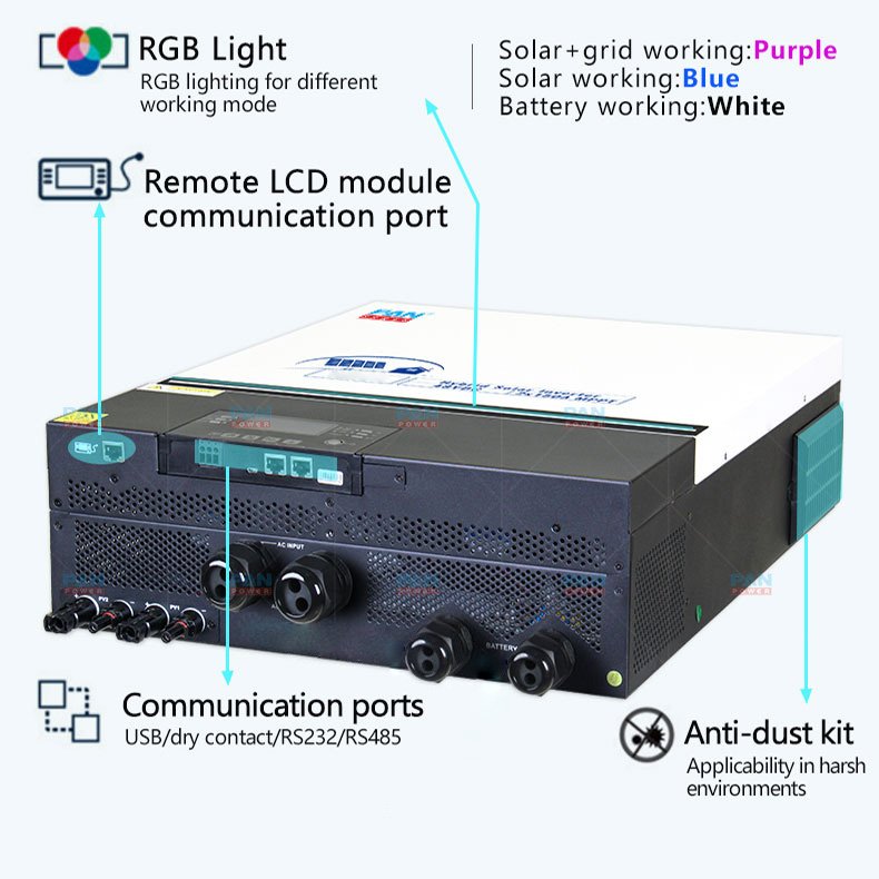 Hot sale off grid 8kw 10kw hybrid 48vdc 8.2kw 10.2kw solar inverter with 150A 160A MPPT