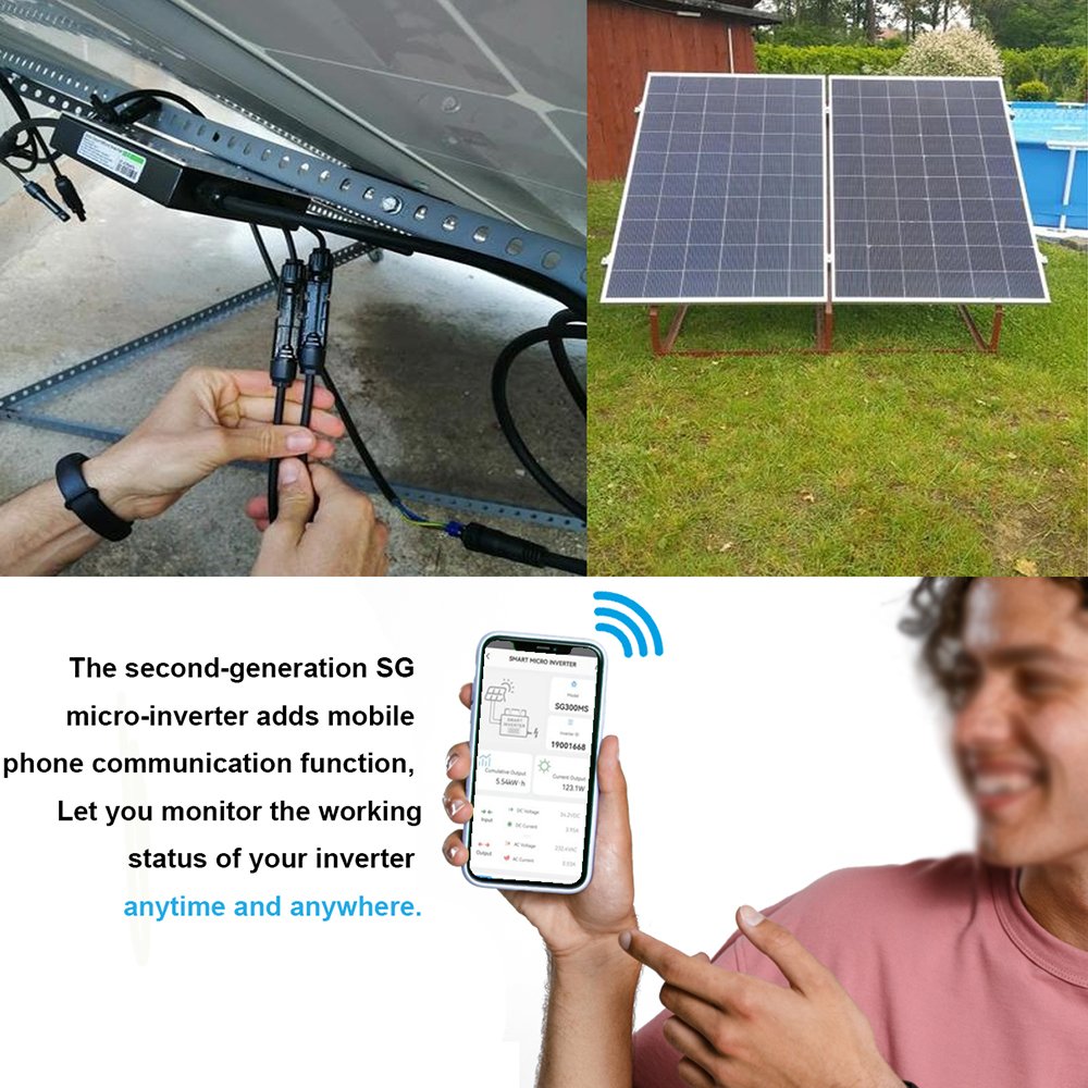 Y&H 1000W Grid Tie Micro Inverter with WIFI Communication Waterproof MPPT Stackable DC30-60V Solar Input AC110V/220V Auto
