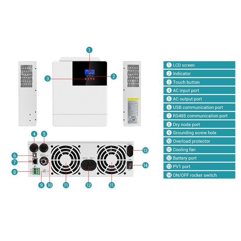 Solar Off Grid Inverter 5KW 48V MPPT Single Phase 110V 120V 220V Inversor 5000W HF4850U80-H SRHF4850S80-H