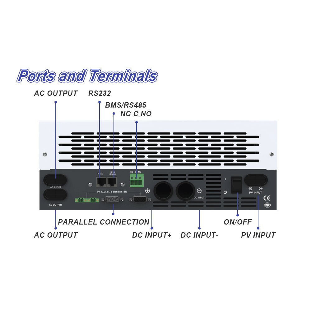 Techfine high frequency 5.5kw solar panel inverter PV input 500vdc 5500w on off grid hybrid solar inverter