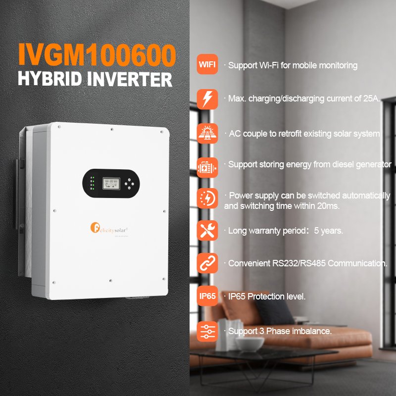 felicitysolar 10KW off grid solar inverter and controller hybrid inverter10KVA for Africa home system