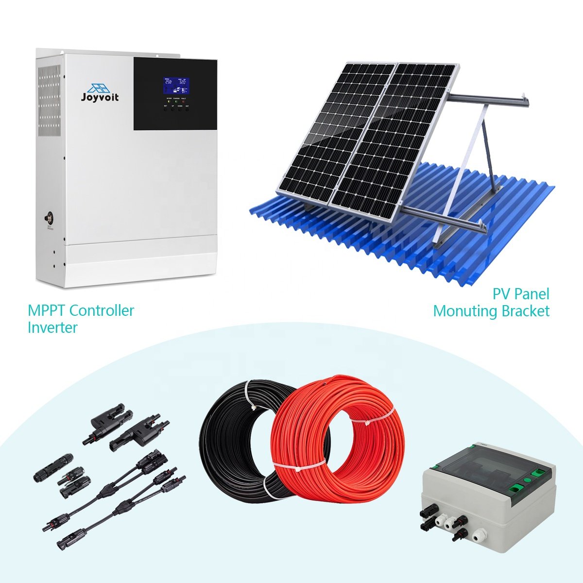ROHS Approved Hybrid 5000W Solar Power Generator System AC220V liFePO4 Battery 48V Home Solar Inverter System with Mono Panels