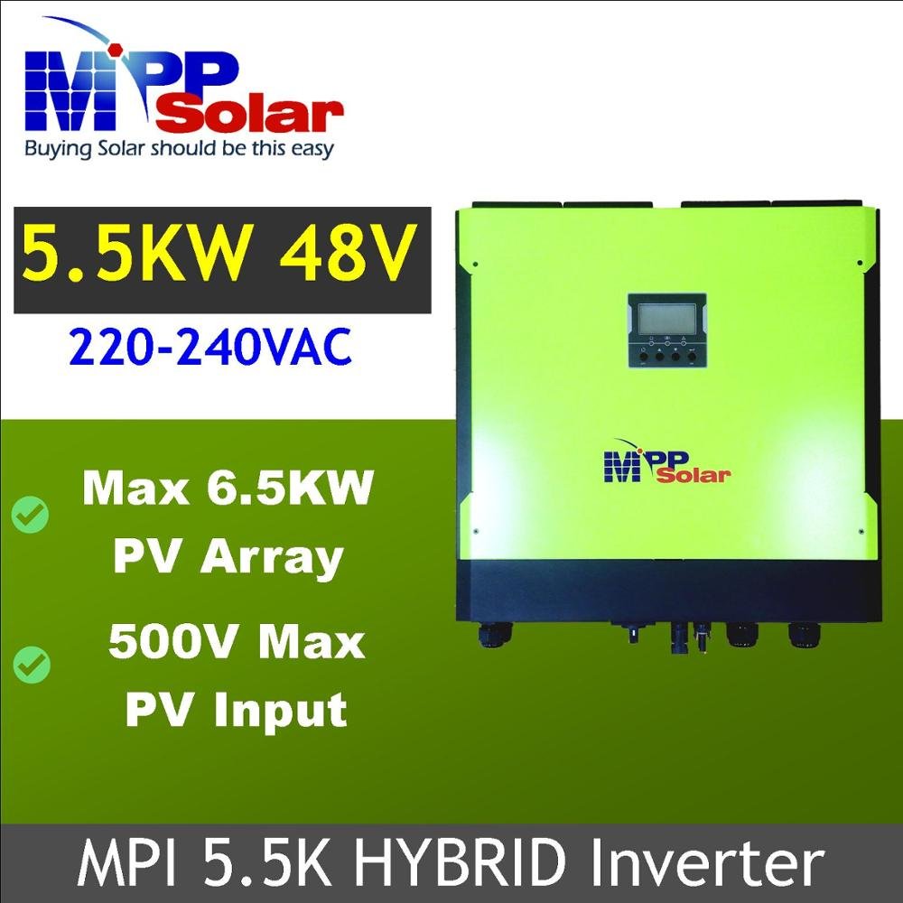 5500w 48v 230va Hybrid Solar inverter Grid tied solar off grid solar inverter dual mppt solar charger battery back up VDE4105