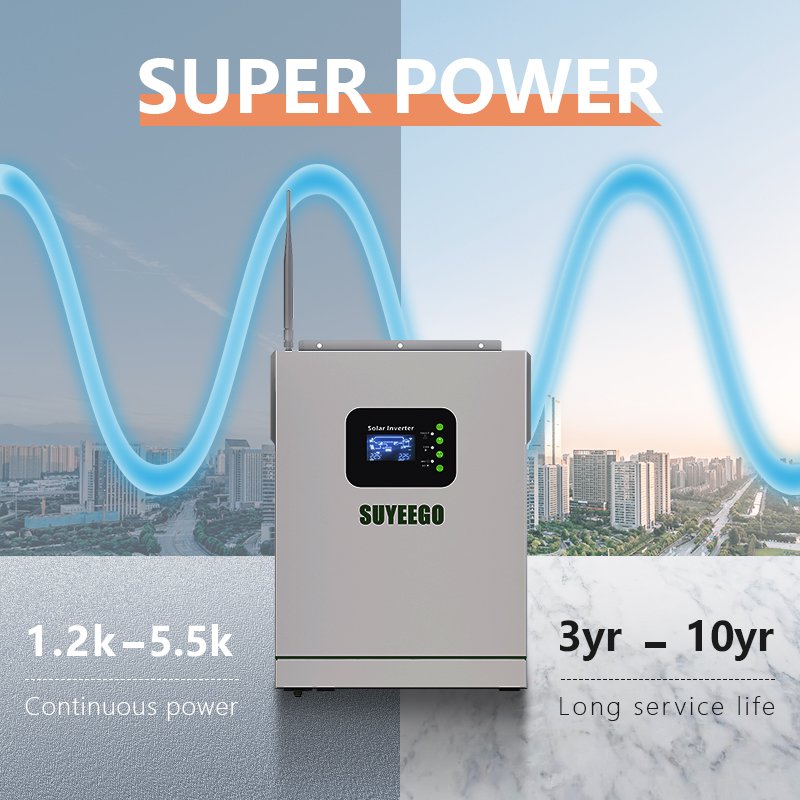 SUYEEGO 3kw 5kw 8kw 10kw pure sine wave 12V 24V 48V dc to 230V 220V ac power inverter off grid mppt hybrid solar Inverter wifi