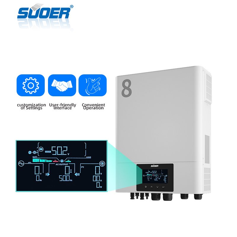 SUOER 8000w Residential Home Solar Energy Storage System 11kw 8Kw 3 Phase System Hybrid Solar Inverter