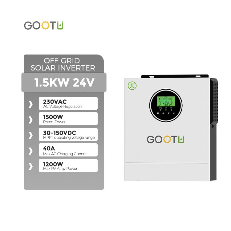 GOOTU PV Inverter 24V 1500W Low PV Input 30-150VDC Wide Voltage Solar Power System 1.5KW Off Grid Solar Inverter