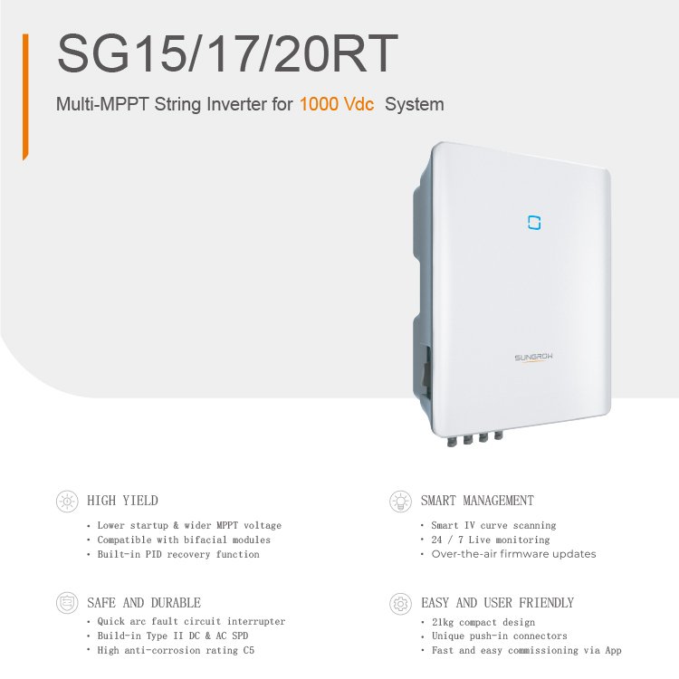 Sungrow On Grid Three Phase Solar Inverter Sg10rt-20 Sg12rt-20 Sg15rt-20 Sg17rt-20 10kw 12kw 15kw 17kw Sungrow Inverter