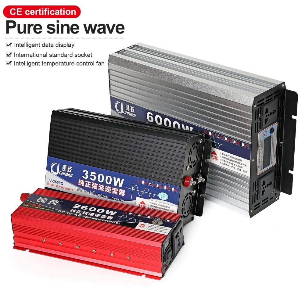 6000W dc 12/24/48/60v to ac 110v220v car solar pure sine wave solar inverters & converters