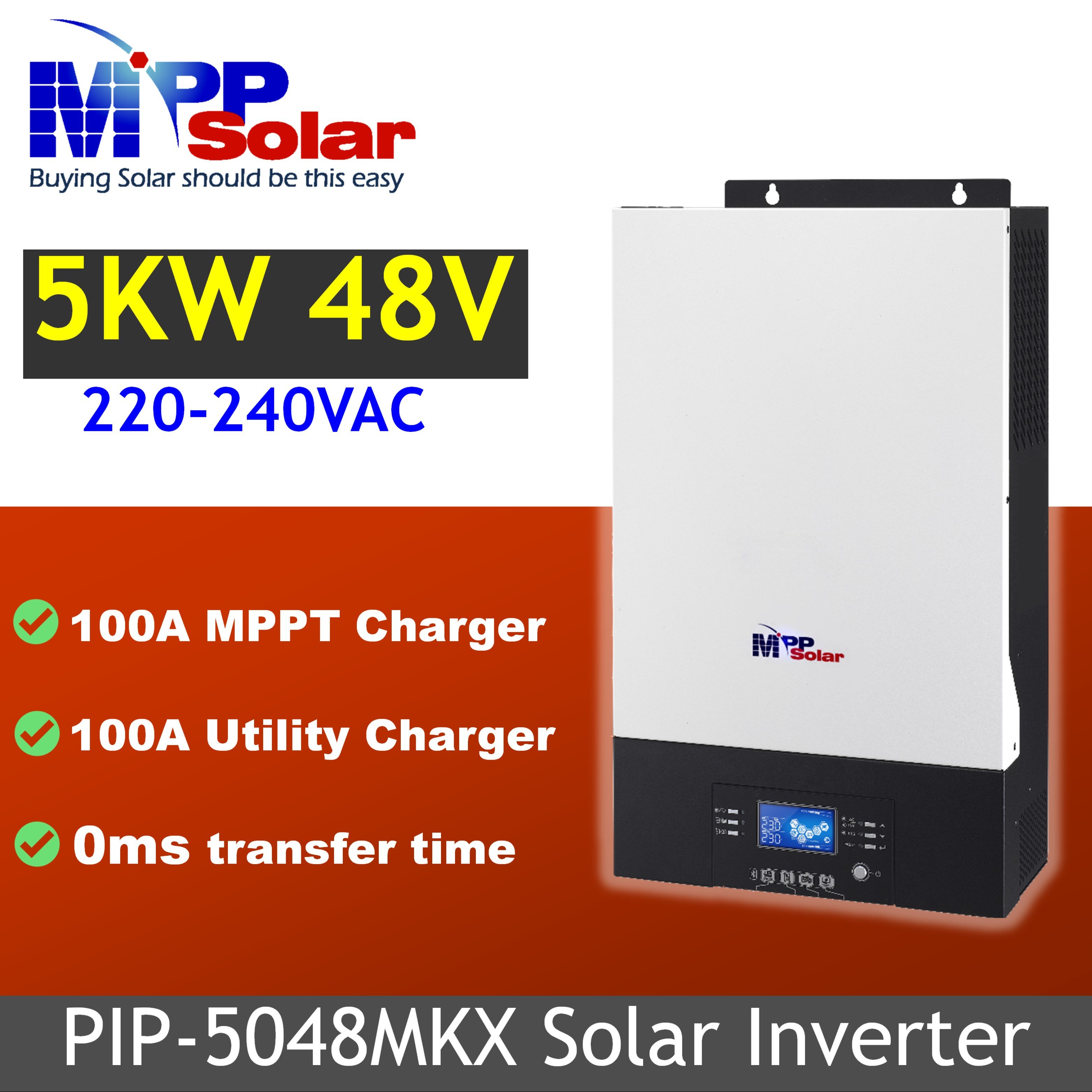 PIP5048MKX 5000w 48v MPP Solar Inverter 230v Zero transfer time WiFi High PV input 500v 100A mppt pure sine wave off grid