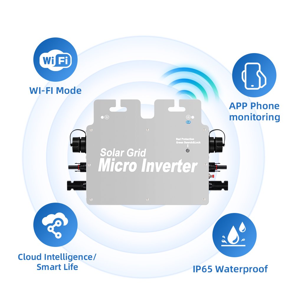 ACrevPower GTB Micro Inverter 600W Pure Sine Wave Solar Inverter By WIFI Mobile APP Smart Mppt Micro Inverter