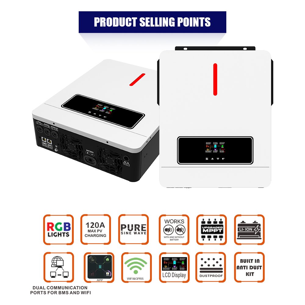 4.2Kw 6.2Kw 230V Ac Pure Sine Wave Off Grid Solar Kit Power Inverter All In One Hybrid Solar Inverter And Battery