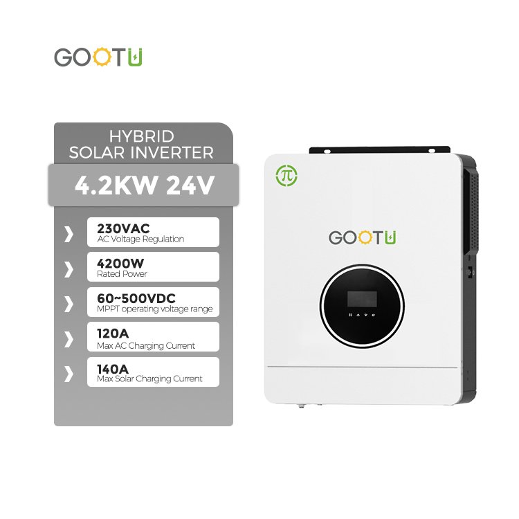 GOOTU 4.2KW Dual Output Power Inverter 120A MPPT Solar Charge Controller 24V 4KW Hybrid Solar Inverter In Stock