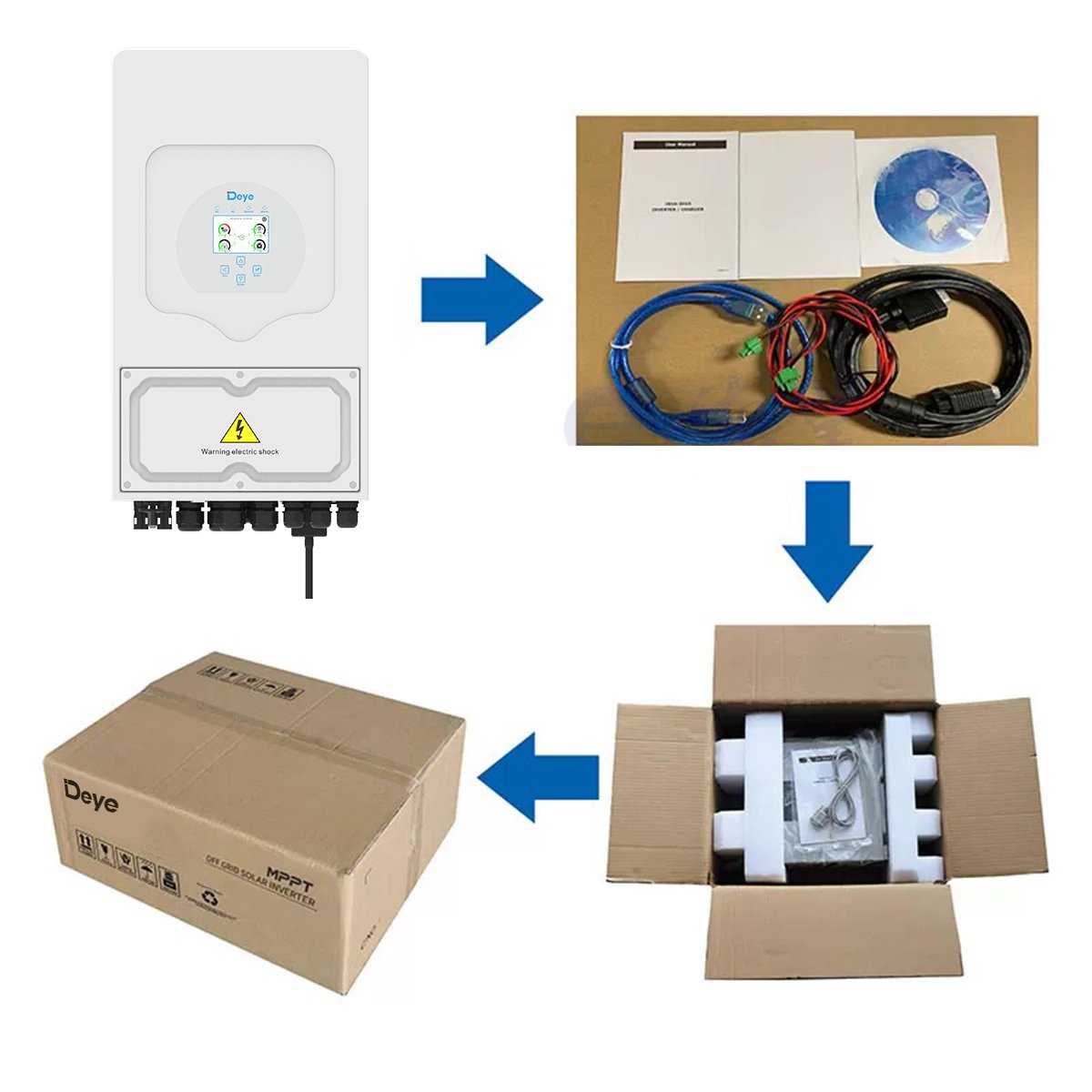 Stock Wholesale Price Three Phase SUN-6K-SG03LP1-EU 6kw 8kw DEYE Inverter Hybrid 12kw Single Phase Hybrid Solar Inverter//