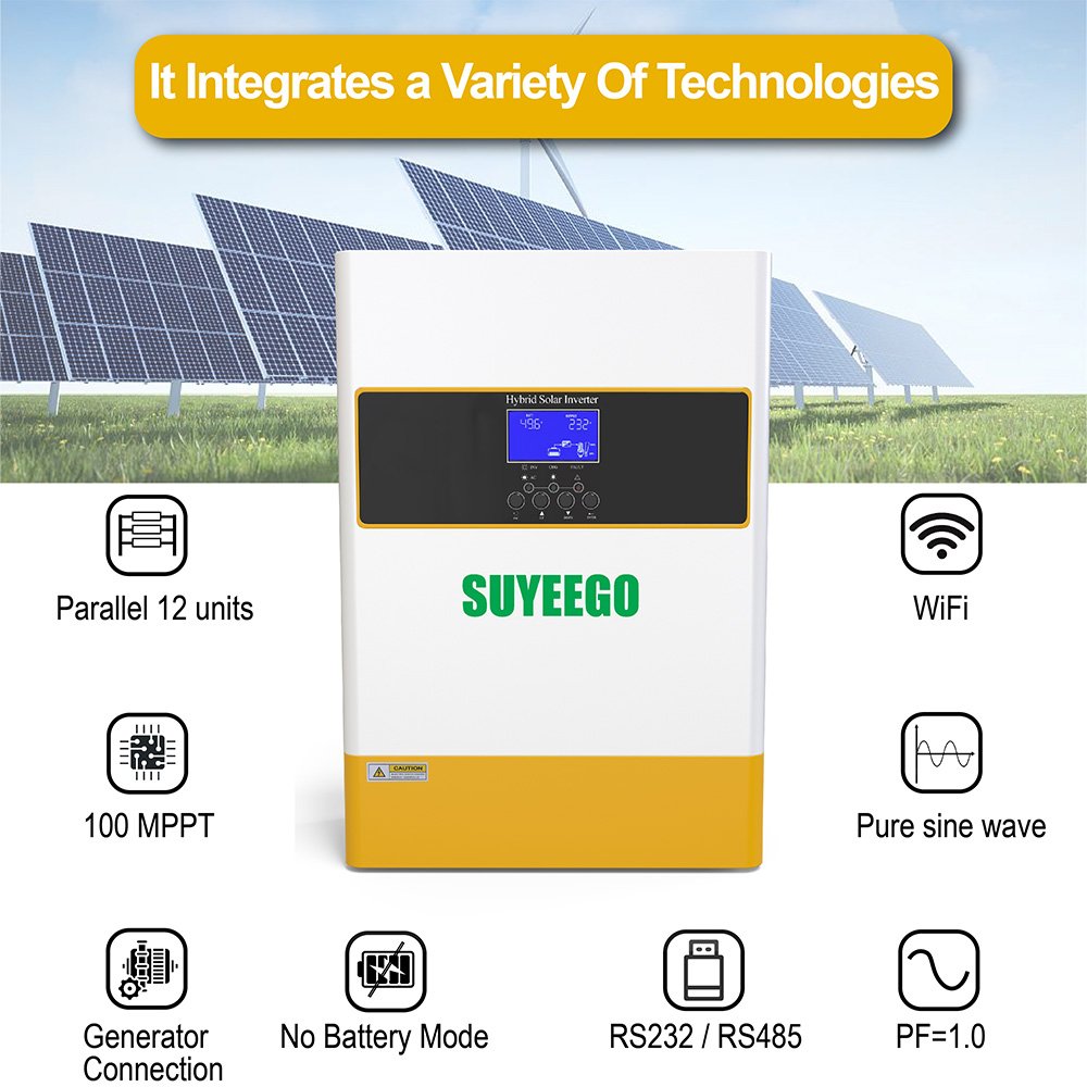 SUYEEGO 48V 6.2KW Parallel 12units three phase Built-in MPPT 120A Parallel Hybrid Solar Inverter