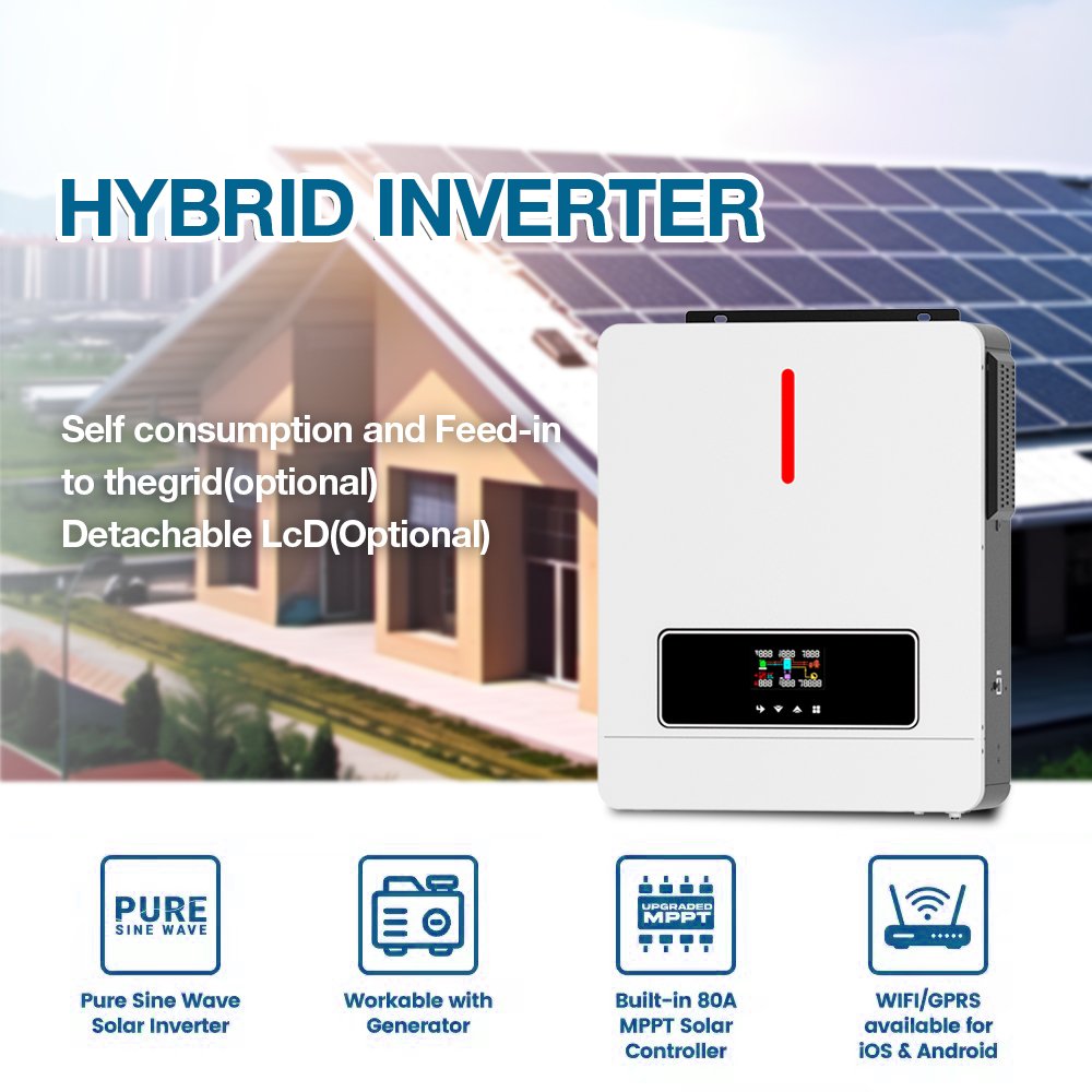 4KW 6KW 7KW 8KW 10KW Smart Dual Output On Off Grid Inverter 24V 48V Pure Sine Wave Hybrid Solar Inverter With MPPT Controller