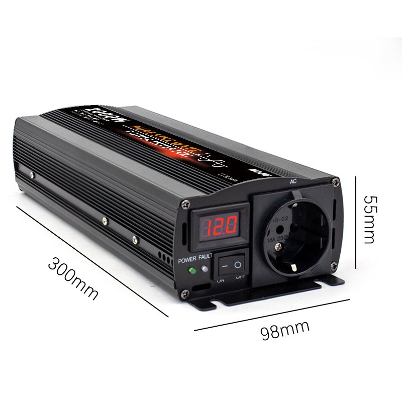 HOULI Pure Sine Wave Car Inverter 2000W 12V 24V to 220V 2000 Watt Solar Power Inverter Onduleur De Puissance De Voiture