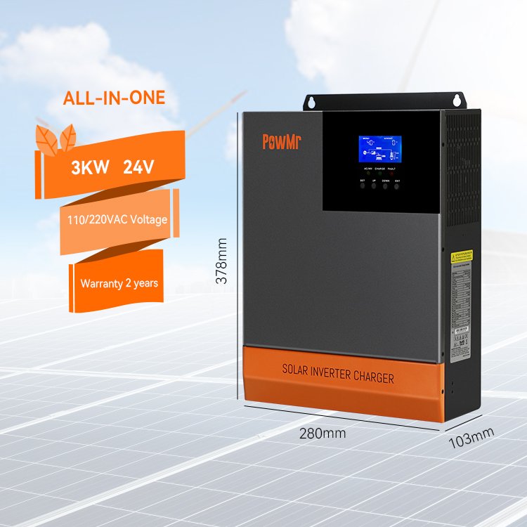 PowMr 3KW 3.5KW 5KW MPPT 60A 80A Charge Controller 48V 110VAC 145/500VDC Hybrid Solar Inverter