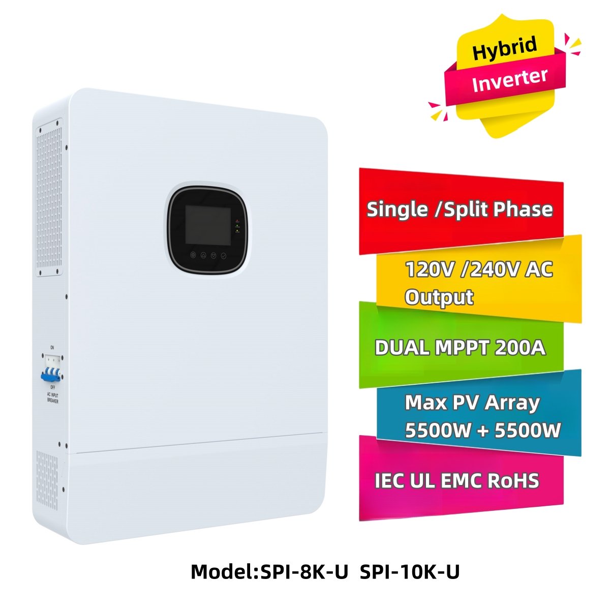 Factory Direct Supply High Efficiency 48V 10kw MPPT 180A Solar Split Phase Hybrid solar inverter