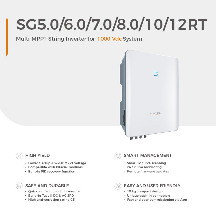 Sungrow 5kw 6kw 7kw 8kw 12kw Three Phase On Grid Hybrid Sungrow 12kw Solar Inverter Off Grid For Solar System