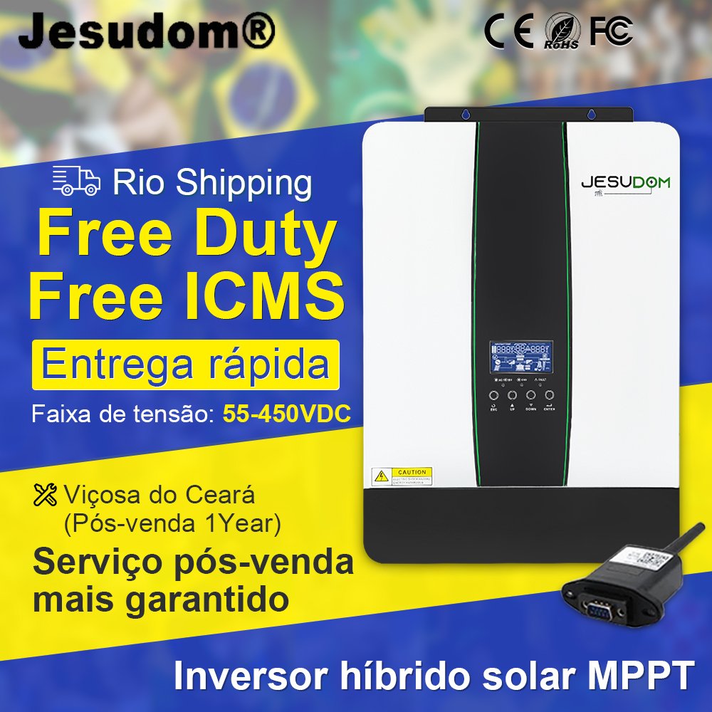 Brazil Stock 2200W 3200W 4200W 7000W Hybrid Solar Inverter Built in 100A MPPT Charger 24V48VDC to 220VAC Converter