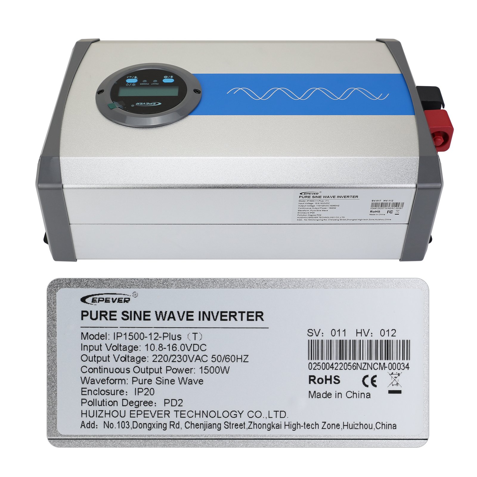 EPEVER 1500W IPower High-Frequency Off-Grid Inverter 12V 110V 220V Pure Sine Wave Solar Inverter with 60Hz AC Output