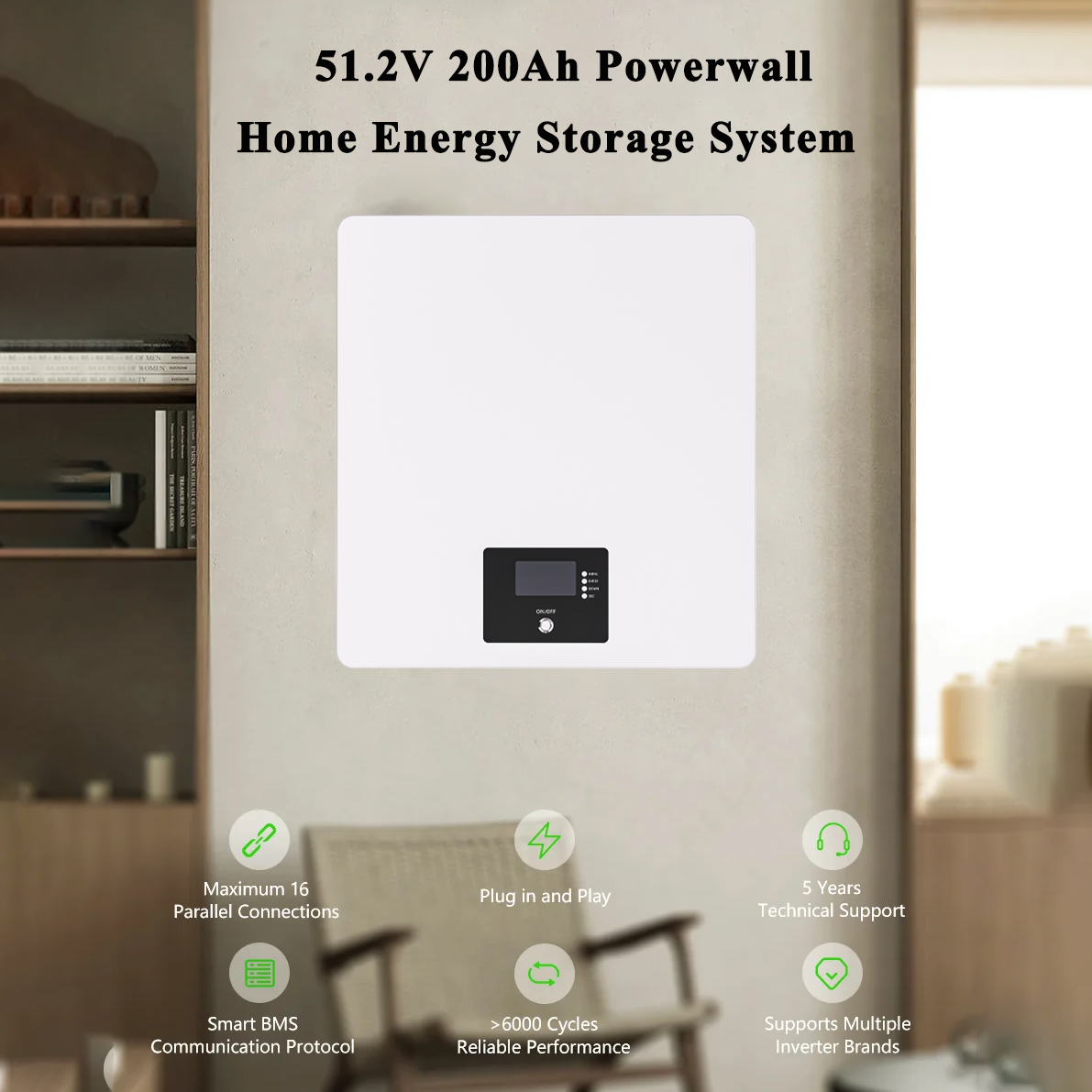 ZTGF 10kw Powerwall 10Kwh Solar System 48V Solar Lithium Battery Pack 48V 200Ah LiFePO4 Energy Storage Battery