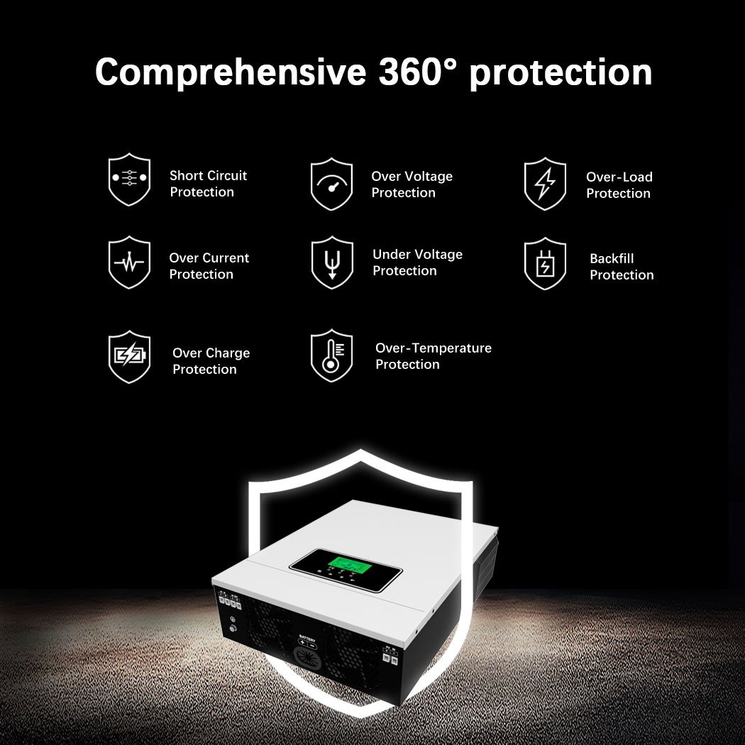 2000/3000W Solar Hybrid Inverter 12/24V AC230V 80A MPPT Solar Charger,PV30-400V Off-Grid Pure Sine Wave Inversor In Support WIFI