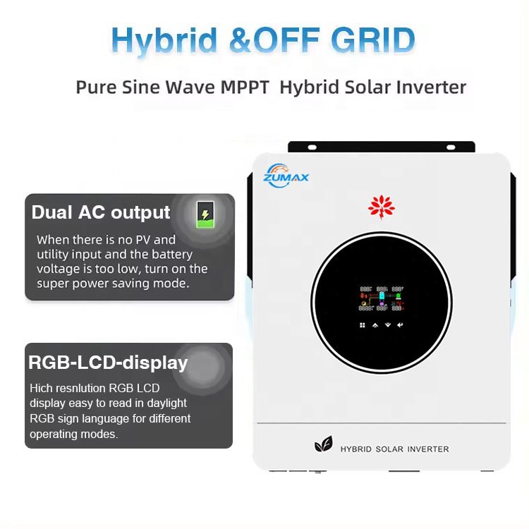 On Off Grid Invertor 24V 48V Hybrid Solar Inverter 3.6KW 4.2KW 5KW 6.2KW Pure Sine Wave Solar Inverters with MPPT