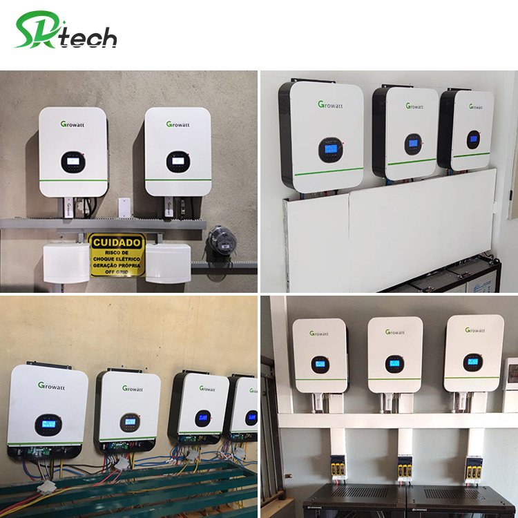 Growatt 5KW 48V 220V Inverter Charger SPF 5000TL HVM-WPV-P PV Input Voltage 450V MPPT 100A Hybrid Solar Inverter
