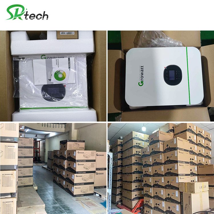 Growatt 5KW 48V 220V Inverter Charger SPF 5000TL HVM-WPV-P PV Input Voltage 450V MPPT 100A Hybrid Solar Inverter