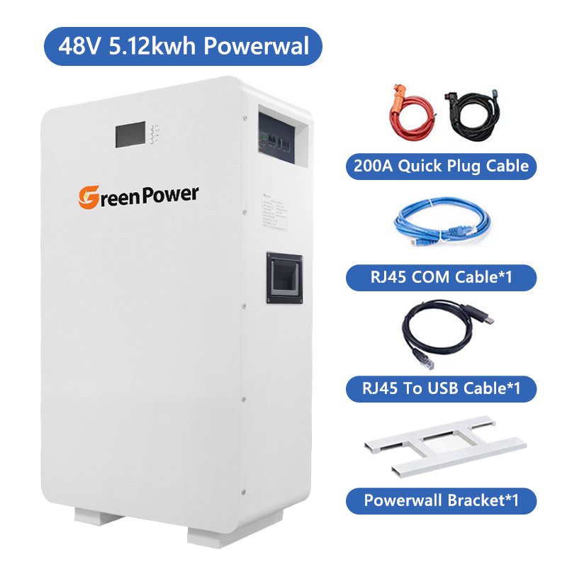 Eu Stock Inverter Battery Lithium 48V 51.2V 200Ah 5.12Kwh 10.24Kwh Lifepo4 Power Wall Mounted Household solar Power Systems