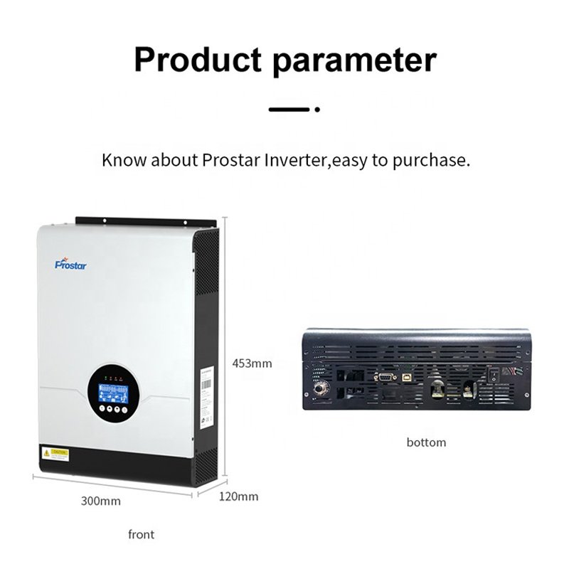 Prostar hybrid inverter solar system 3KW 5KW pure sine wave off grid tie inverter combined with Mppt solar charge controller