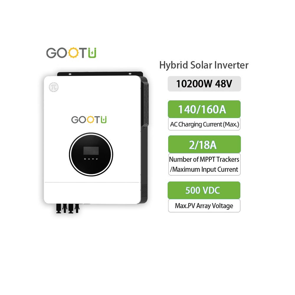 Read To Ship GOOTU Solar Inverter 48V 10.2KW 8.2KW 7.2KW Hybrid Solar Power System Inverter