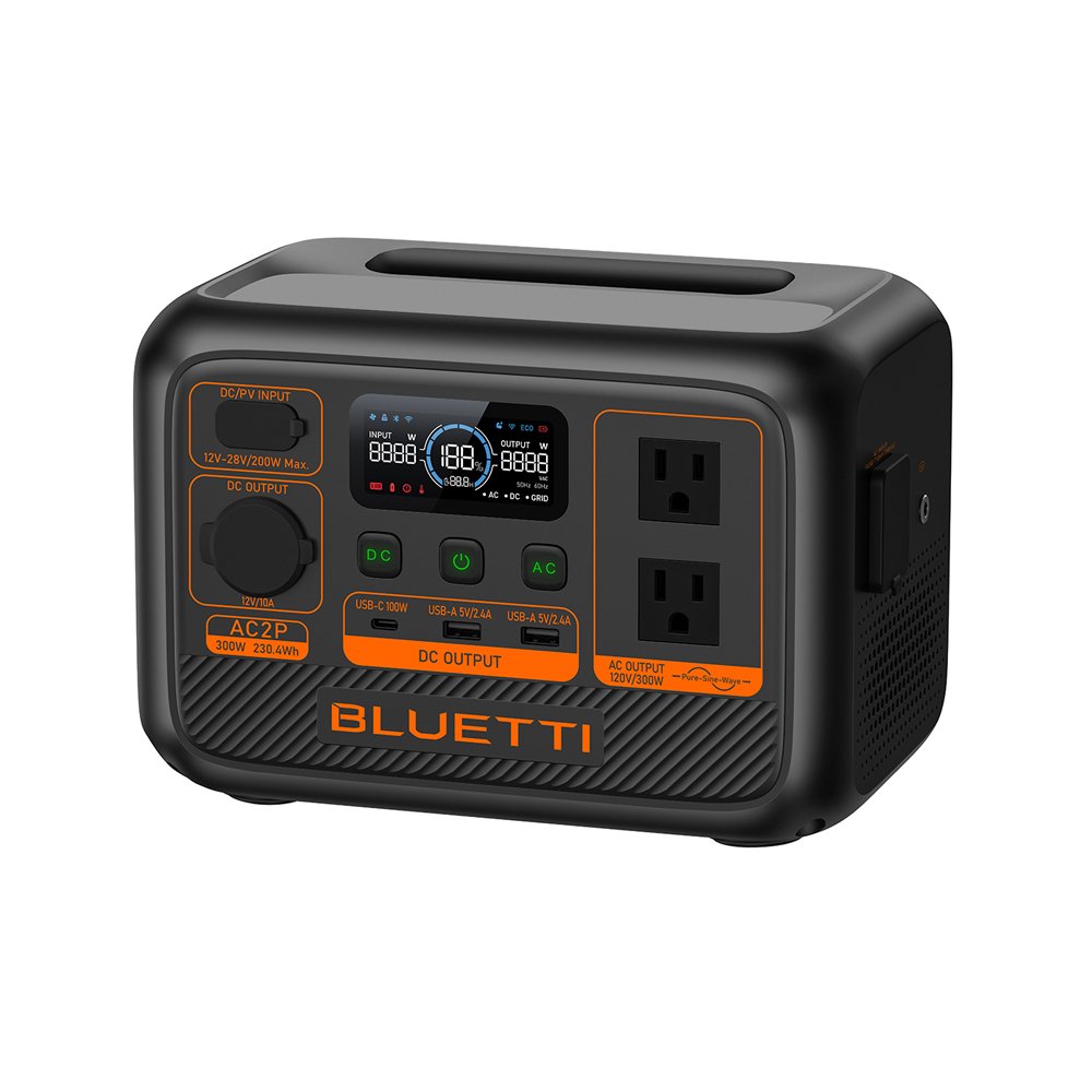 Bluetti AC2P Mini Solar Generator 110V 220V 300W Solar Off Grid Home System Quiet Charging