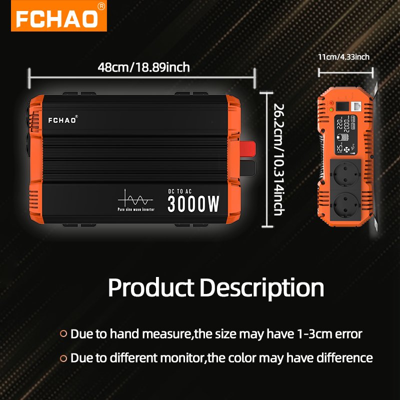 FCHAO KST-3000W-12V Single Phase Frequency Inverter Solar Inverter for RV and truck use