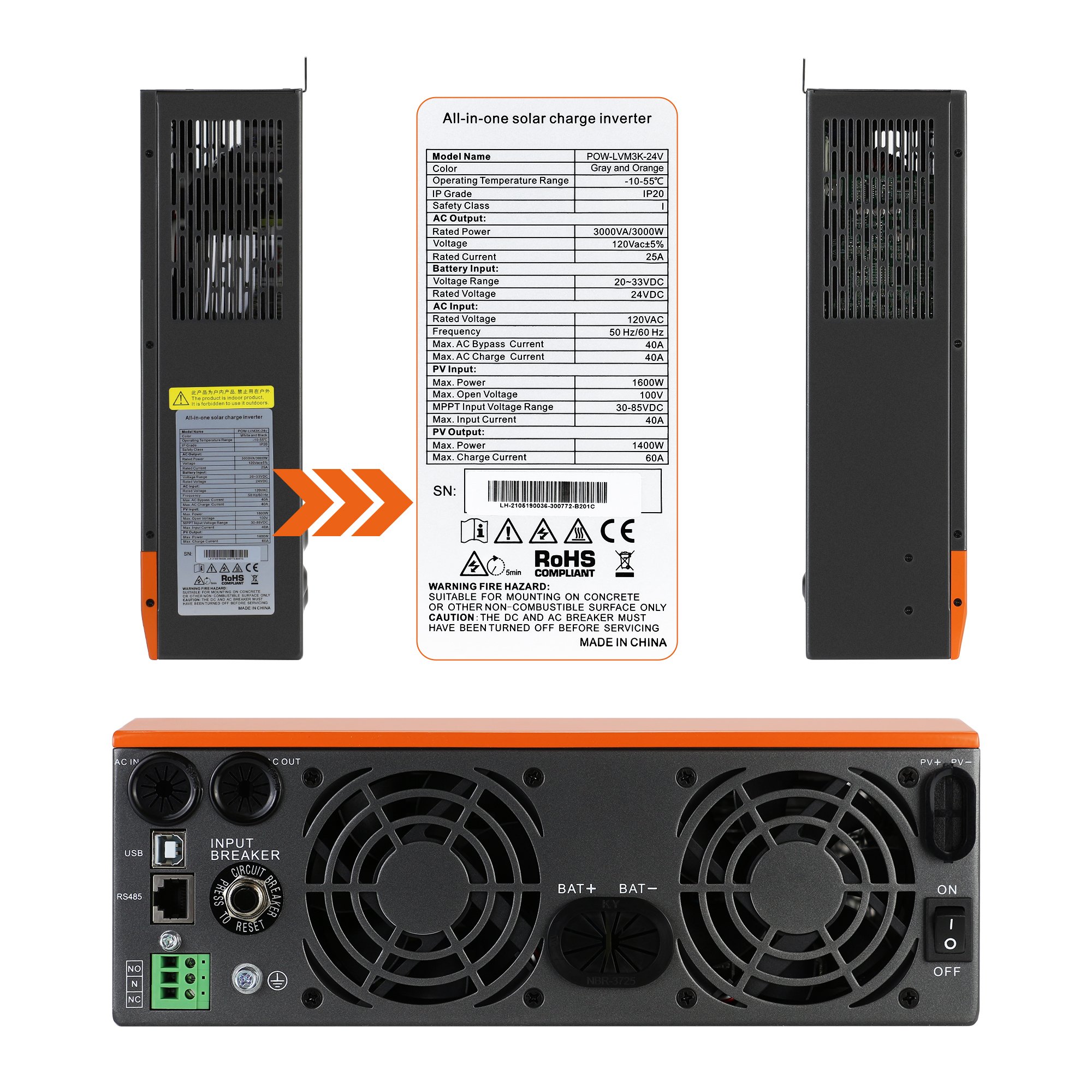 New Product 3KW 24V Solar Inverter 220V All In One Solar Inverter Off Grid Solar Inverter