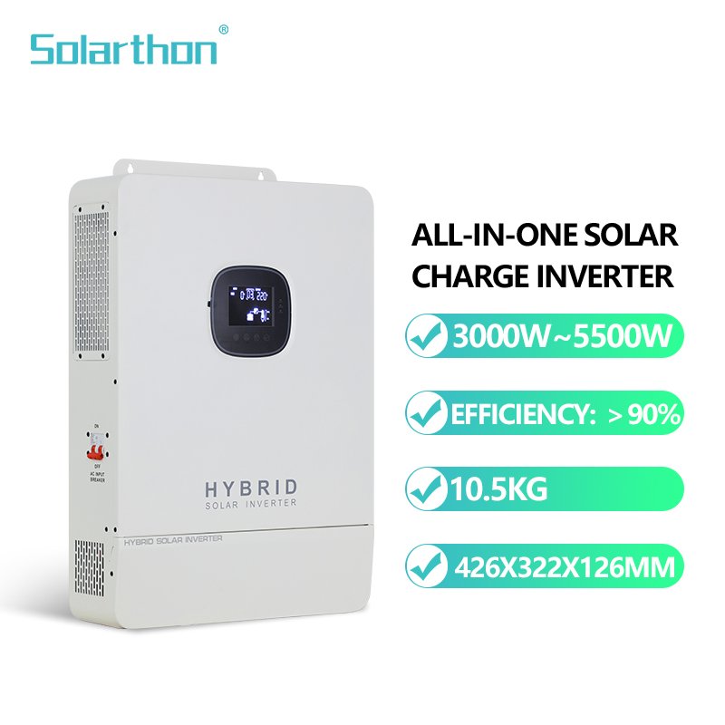Solarthon Solar Inverter 5.5kw 5kw 3.5kw 3.3kw 3kw 2kw Solar Energy System For Home Off Grid Full Set
