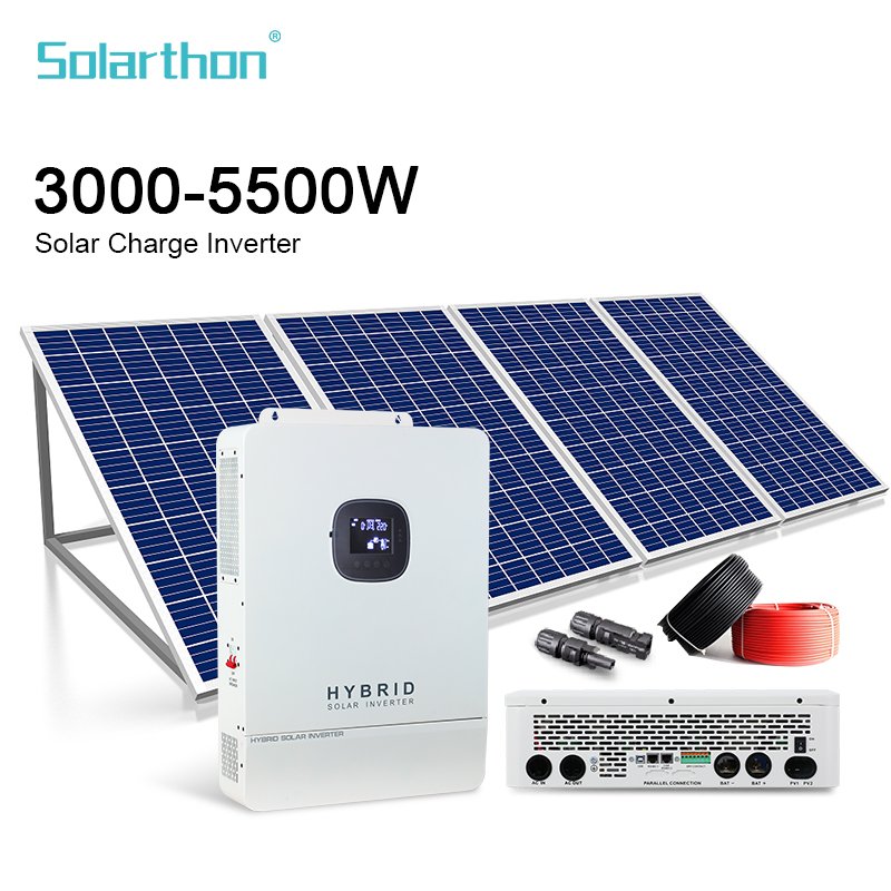 Solarthon Solar Inverter 5.5kw 5kw 3.5kw 3.3kw 3kw 2kw Solar Energy System For Home Off Grid Full Set