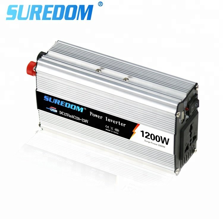 Suredom 1200w/2400w (peak) modified sine wave car power inverter with usb port