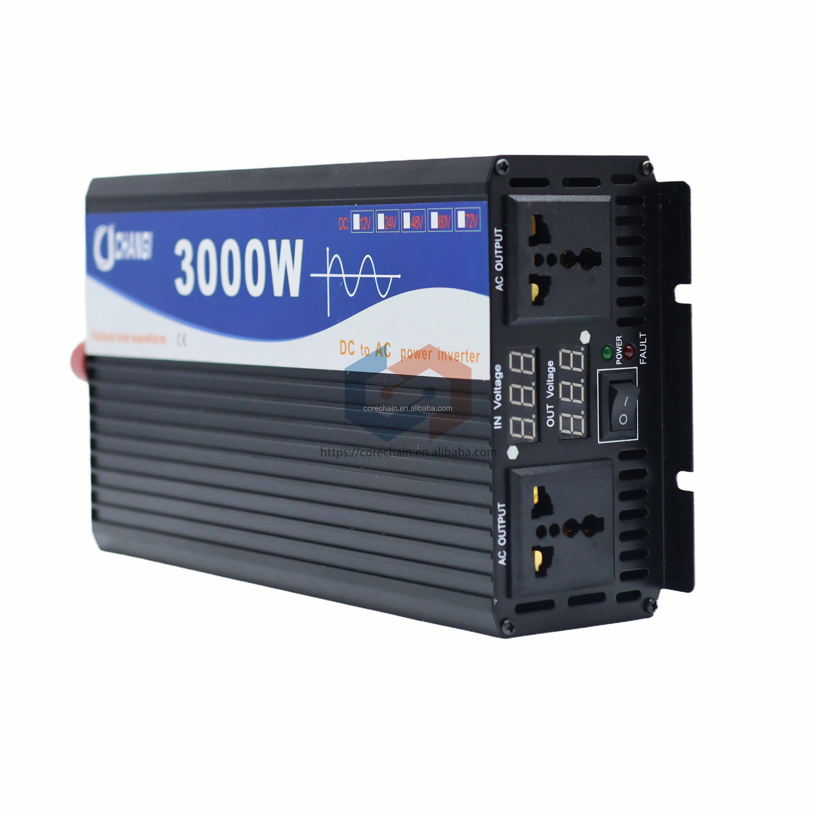 Pure Sine Inverter 3000W 12v To 220v 50hz DC To Ac 24v 36v 48v 72v 120V 60hz Low Frequency Off Grid Solar Inverter For Home Use