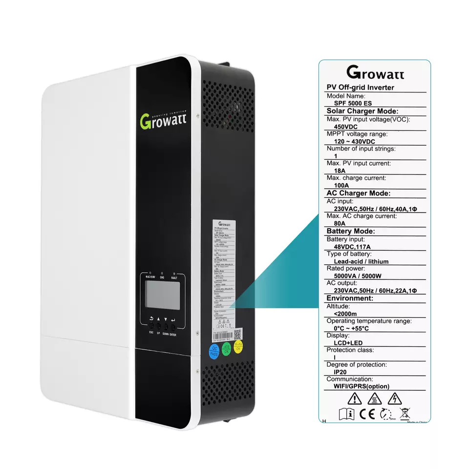 Growatt Factory SPF 5000ES Off Grid Inverter 5000VA 5000W SPF 5000ES Solar Inverter Price
