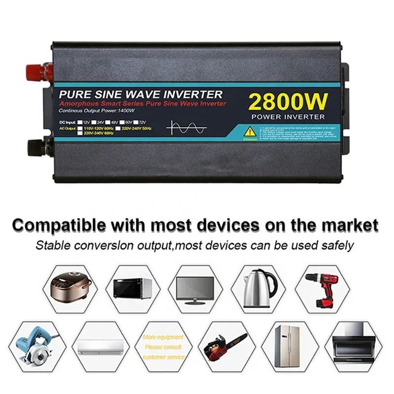 Pure Sine Wave Inverter DC to AC 1600W 2800W 4KW 12V 24V 48V 60V 110V 220V PV Solar Power off grid System Converter