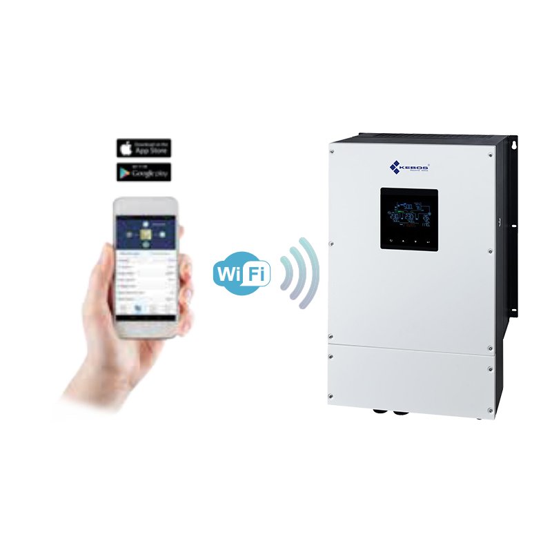 Kebos KWP TWIN 8KW 48V Dual Output IP65 Protection 8KVA 8KW Off-grid Solar Inverter With Lithium Battery Built-in Dust Cover