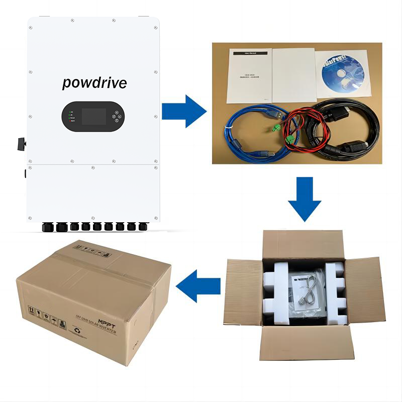Powdrive factory 10kw hybrid inverter solar In stock High Efficiency 8 3phase Low Voltage 48V 380v 400v Solar Inverter