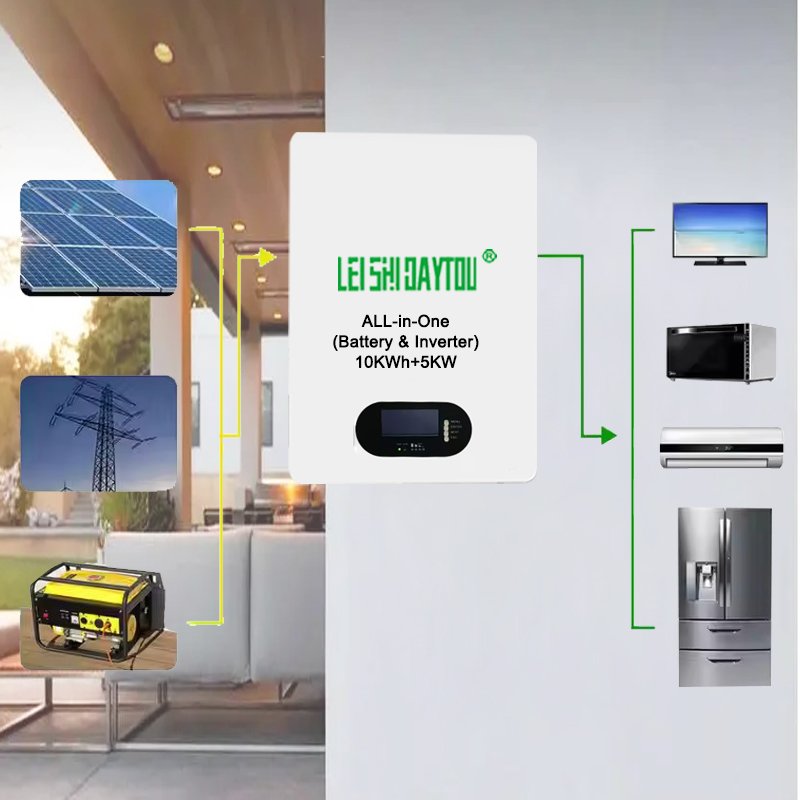 Lifepo4 Battery Inverter All-In-One Wall Mounted Household Energy Storage 48V 51.2V 200Ah 10Kwh Batteries