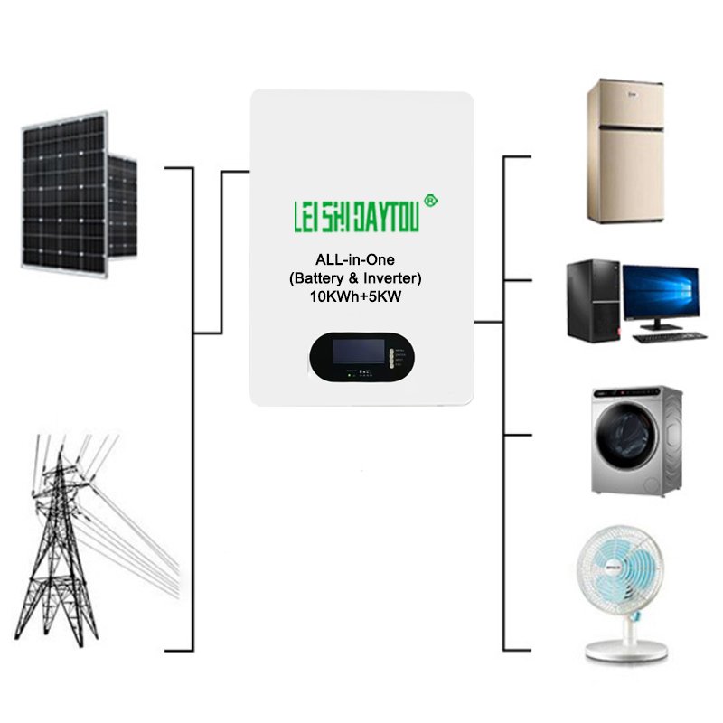 Lifepo4 Battery Inverter All-In-One Wall Mounted Household Energy Storage 48V 51.2V 200Ah 10Kwh Batteries